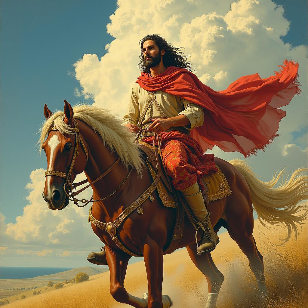 Jesus on Horseback in Mucha Inspired Splendor
