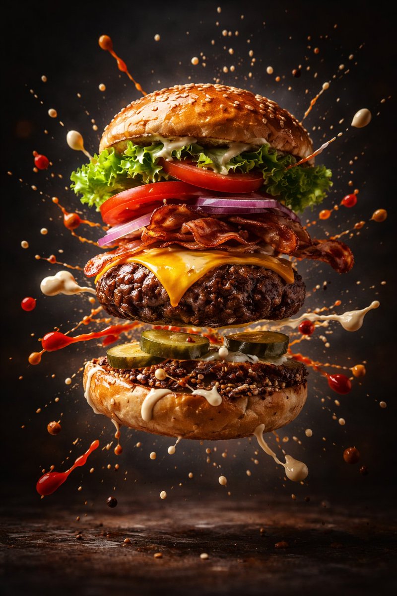 Gourmet Burger Cinematic Explosion
