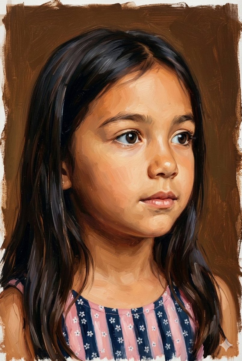 Classical Oil Portrait of Young Girl