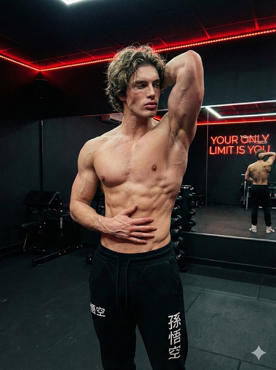Confident Gym Pose Showcase