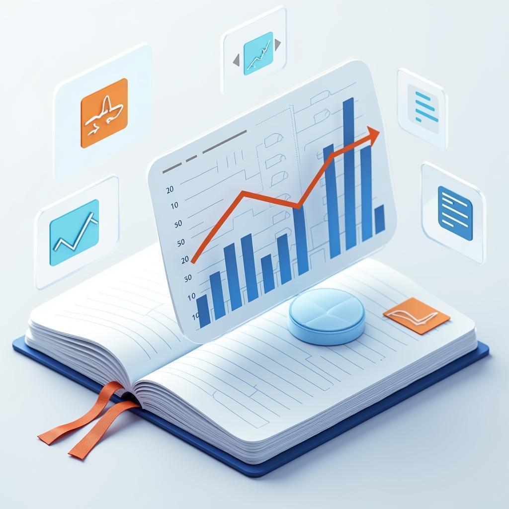 Floating Retail Chart Above a 3D Notebook
