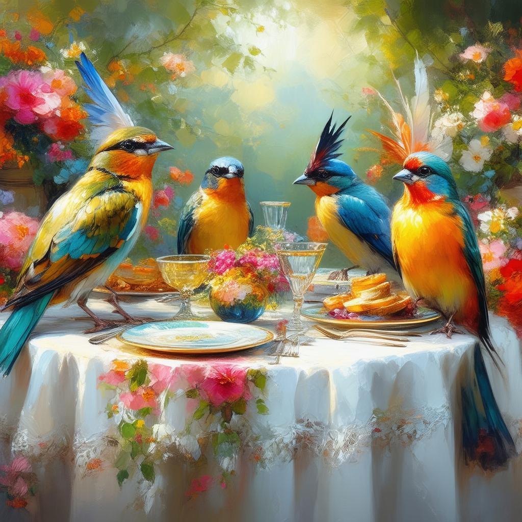 Impressionist Midsummer Banquet of Exotic Birds
