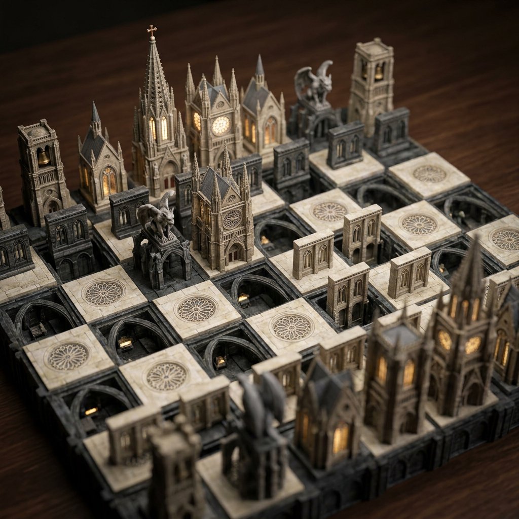 Cyberpunk Architectural Chess Set