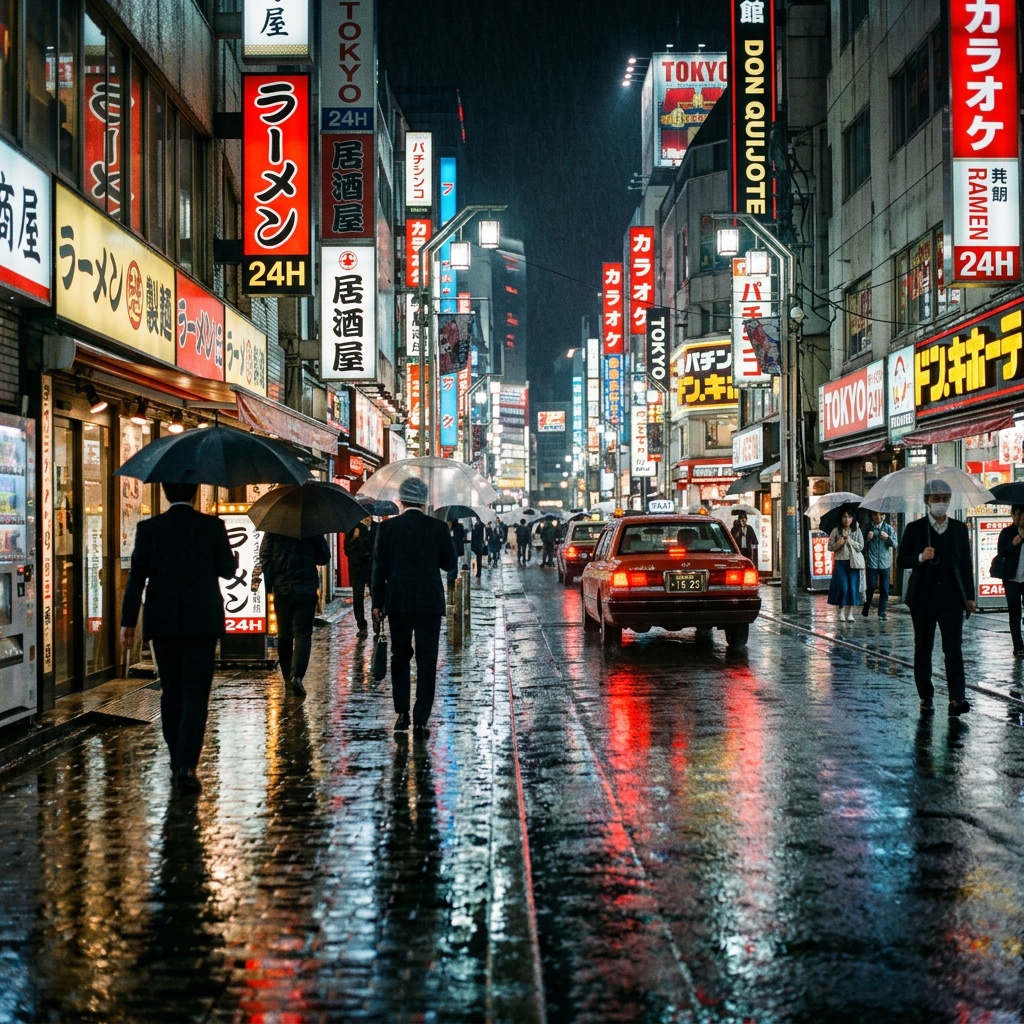 Tokyo Neon Night Streets