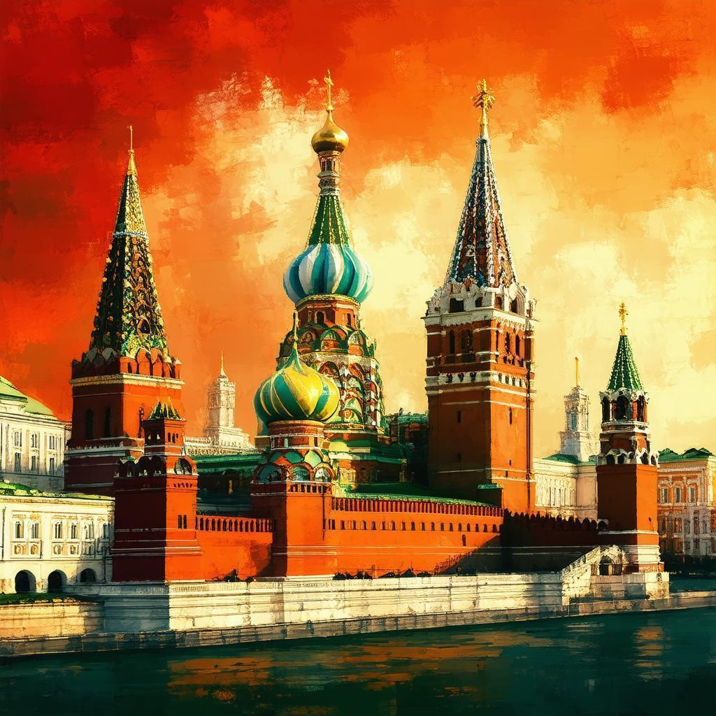The Kremlin in Painterly Digital Brushstrokes