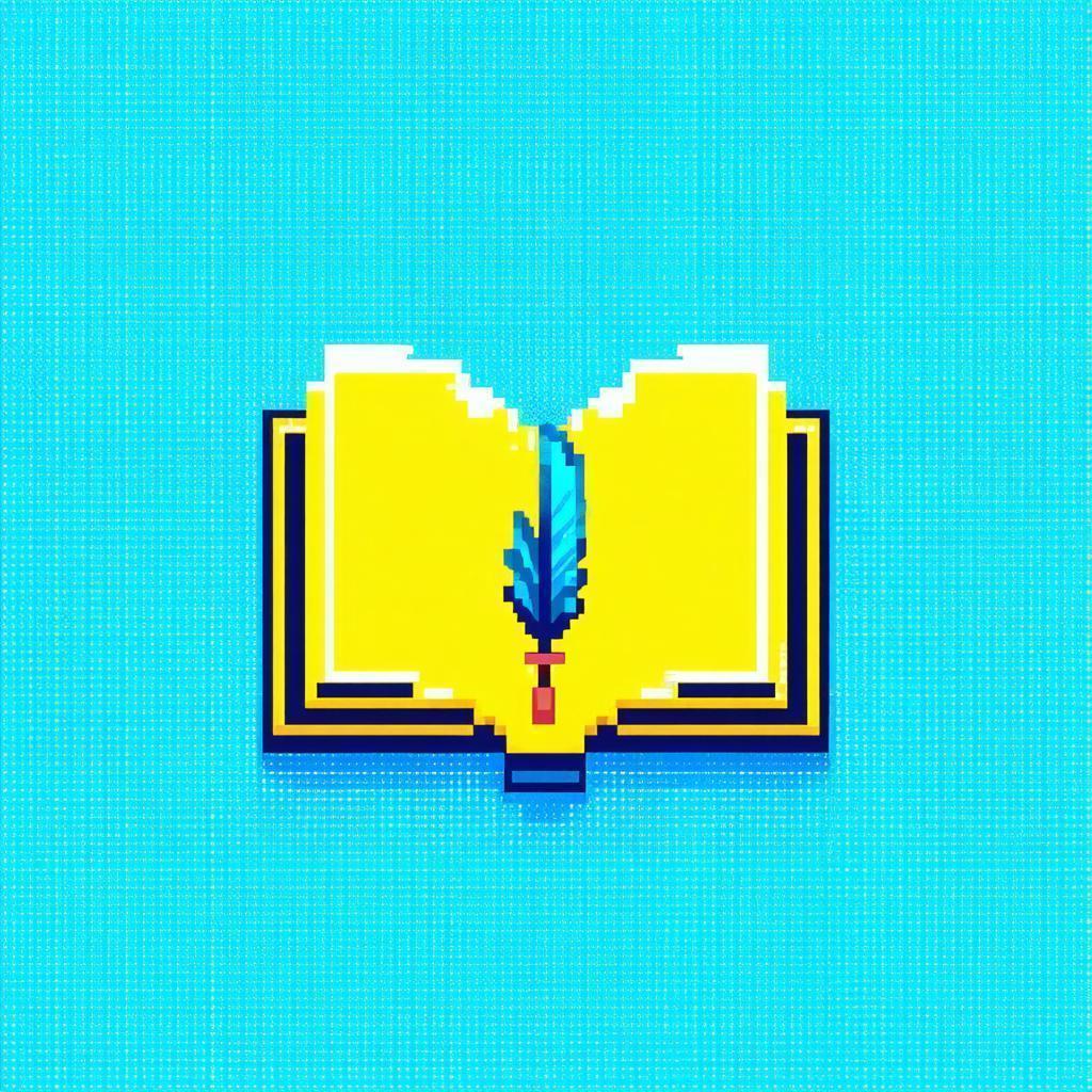 Pixel Book and Quill Logo in Yellow