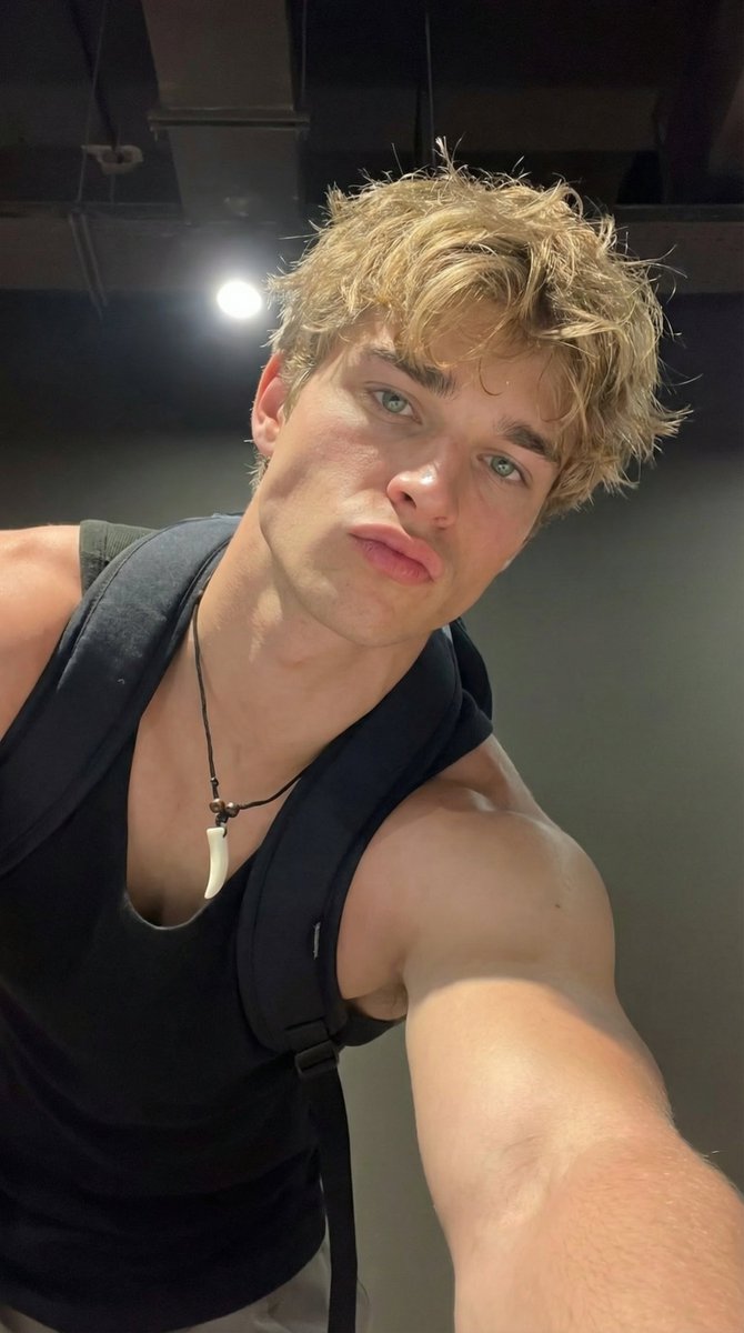 Blond Hunk Dramatic Selfie