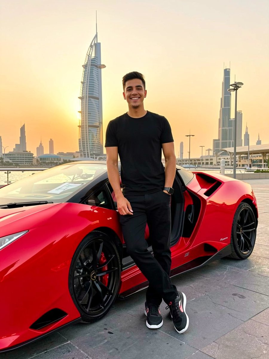 Dubai Sunset Lamborghini Portrait