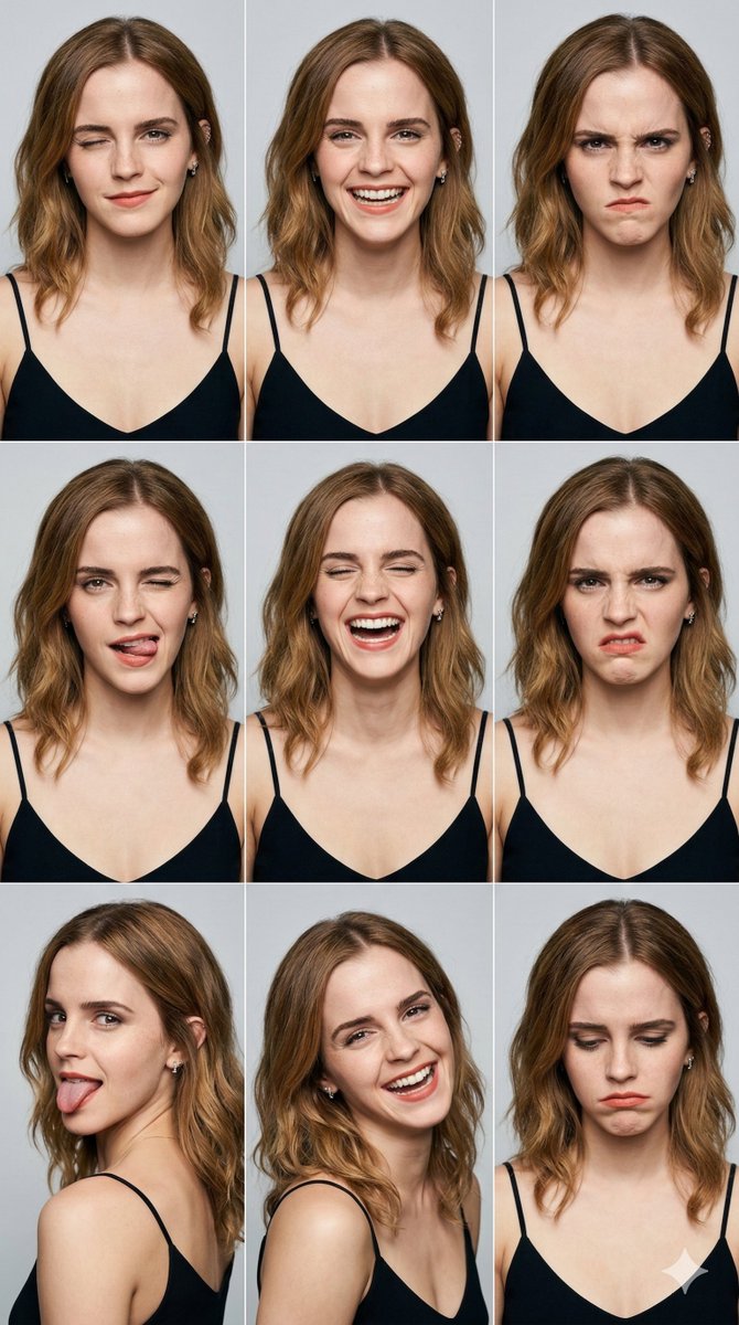 Nine Expressions Portrait Grid