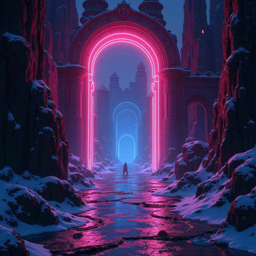 Neon Gateway to the Shivering Isles Realm