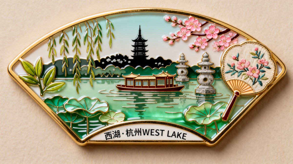 West Lake Enamel Fridge Magnet
