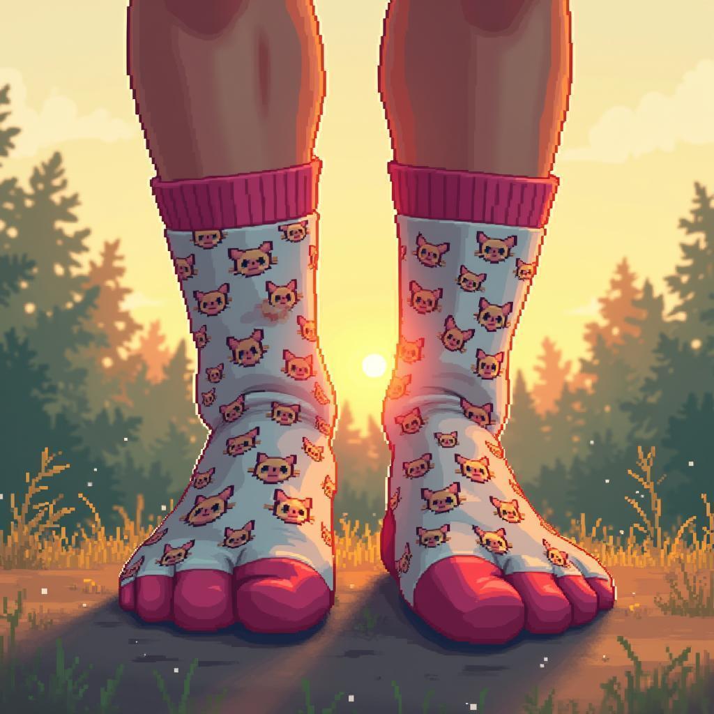 Pixel Socks Patterned With Tiny Cat Sprites