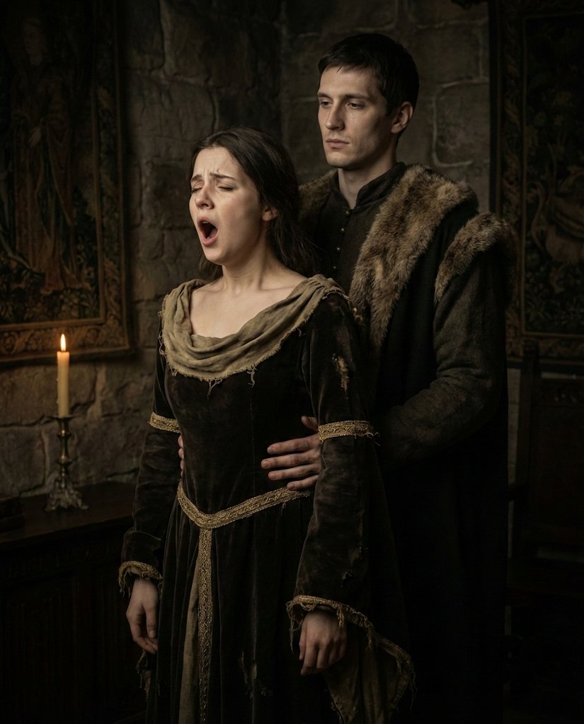 Medieval Woman's Sorrowful Yawn