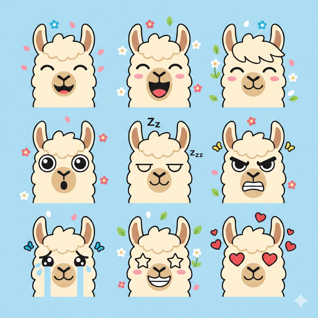 Cute Alpaca Face Emoji