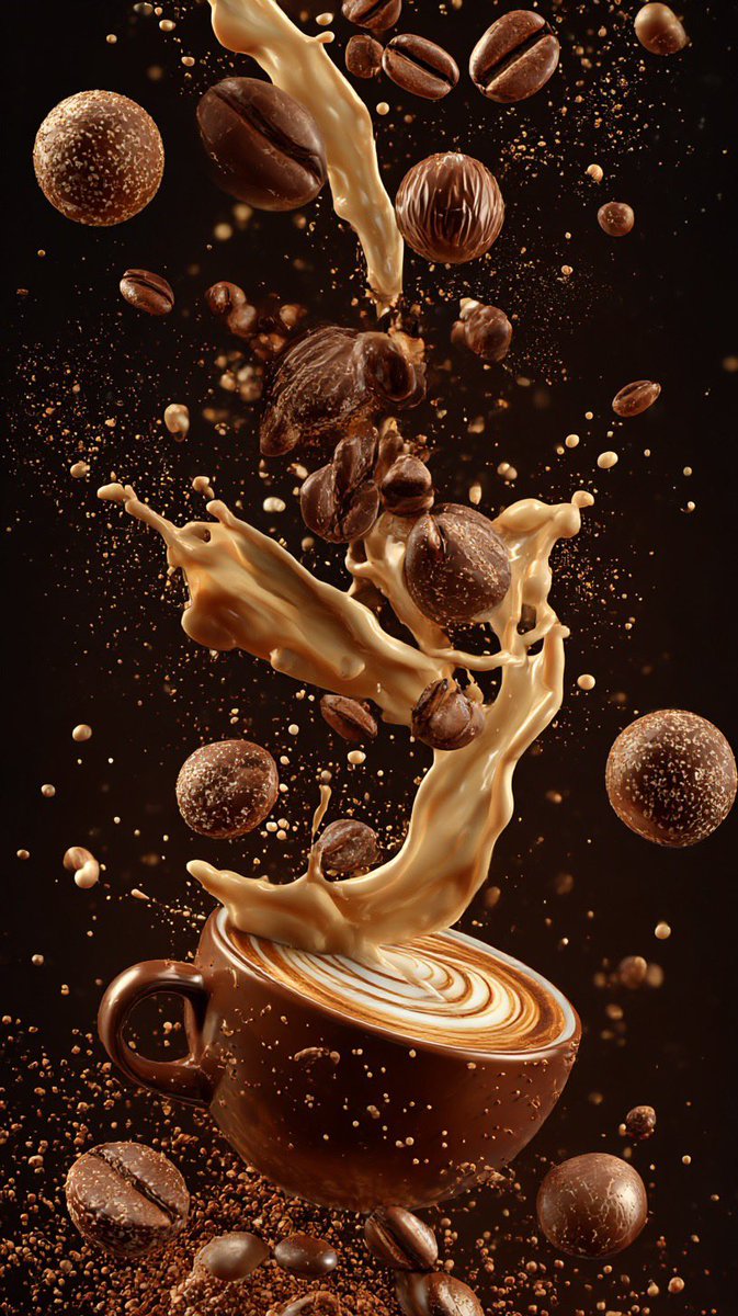 Coffee Elements Frozen in Air