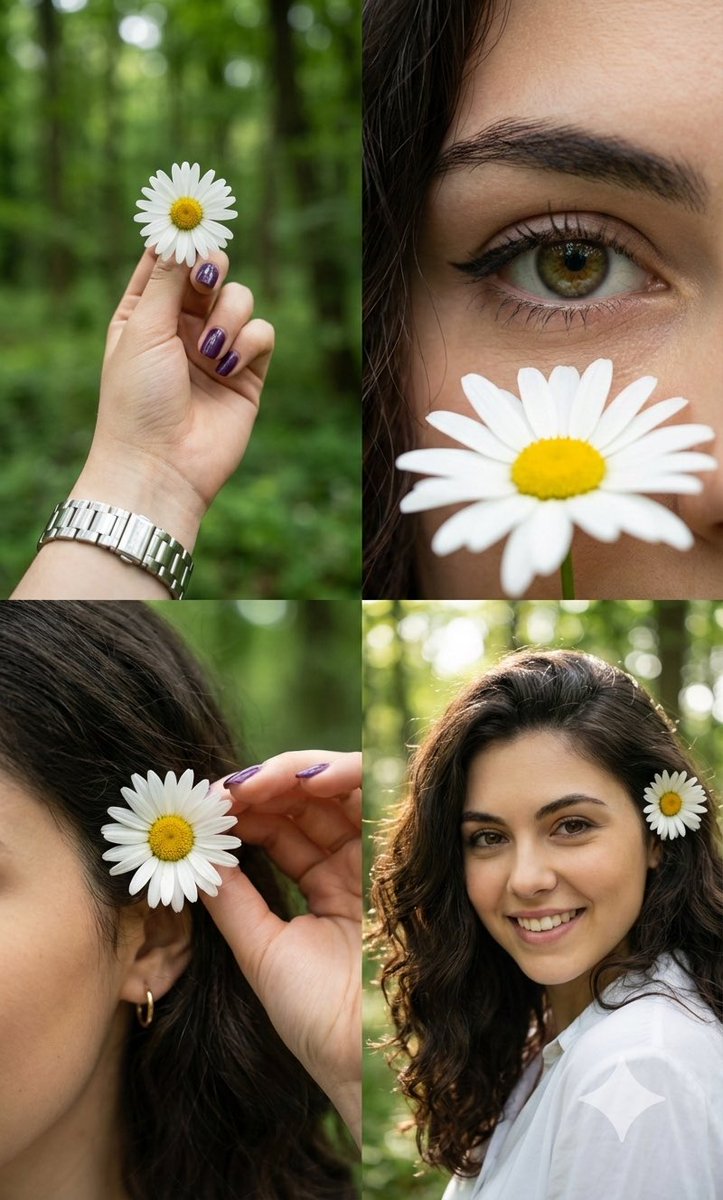 Forest Daisy Girl Portrait Collage