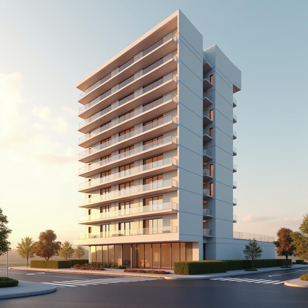 Minimalist High Rise Gleaming at Golden Hour