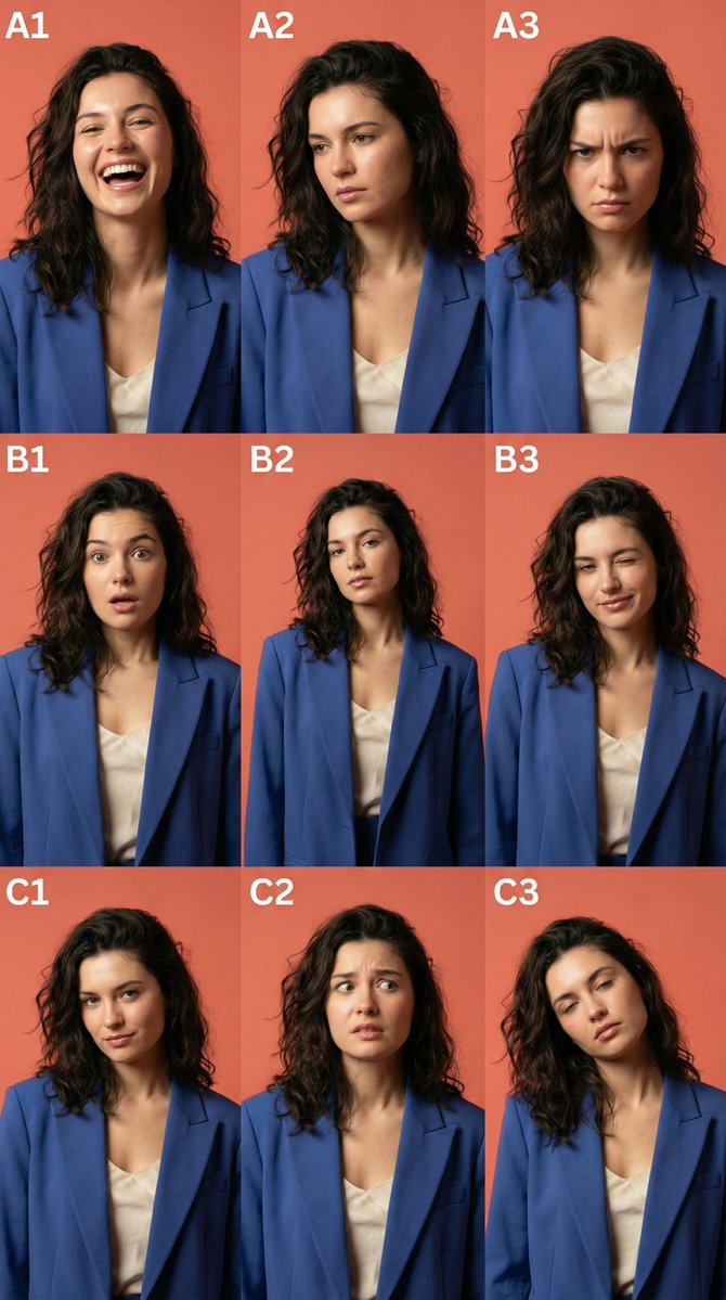 Character Emotion Grid Sheet
