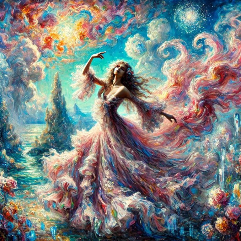 Ethereal Flamenco Dancer in Dreamlike Scene