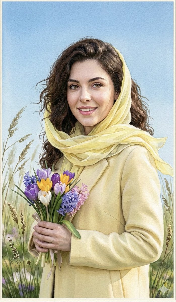 Spring Watercolor Portrait Card