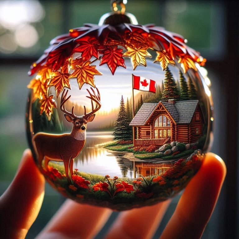 Autumn Deer Glass Decoration with Cabin