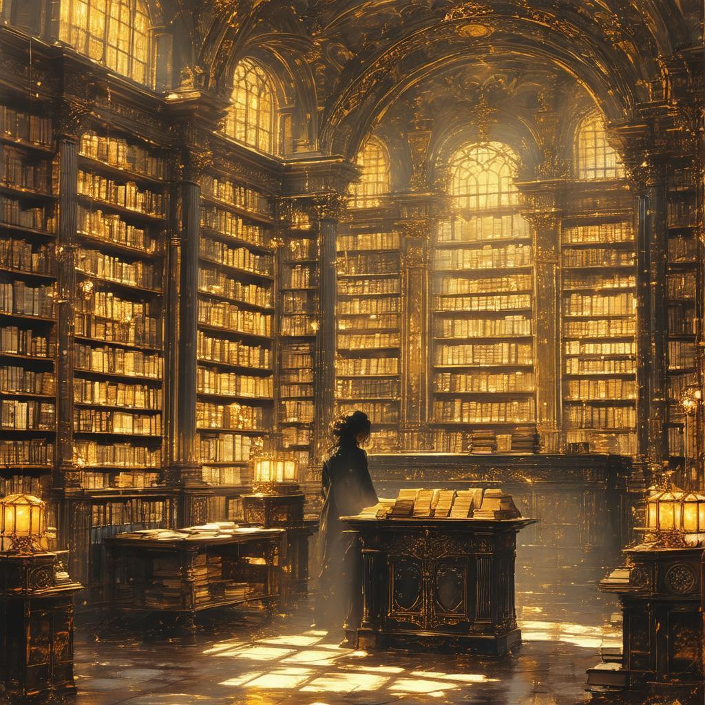 Lofi Library Portrait in Soft Golden Shadows
