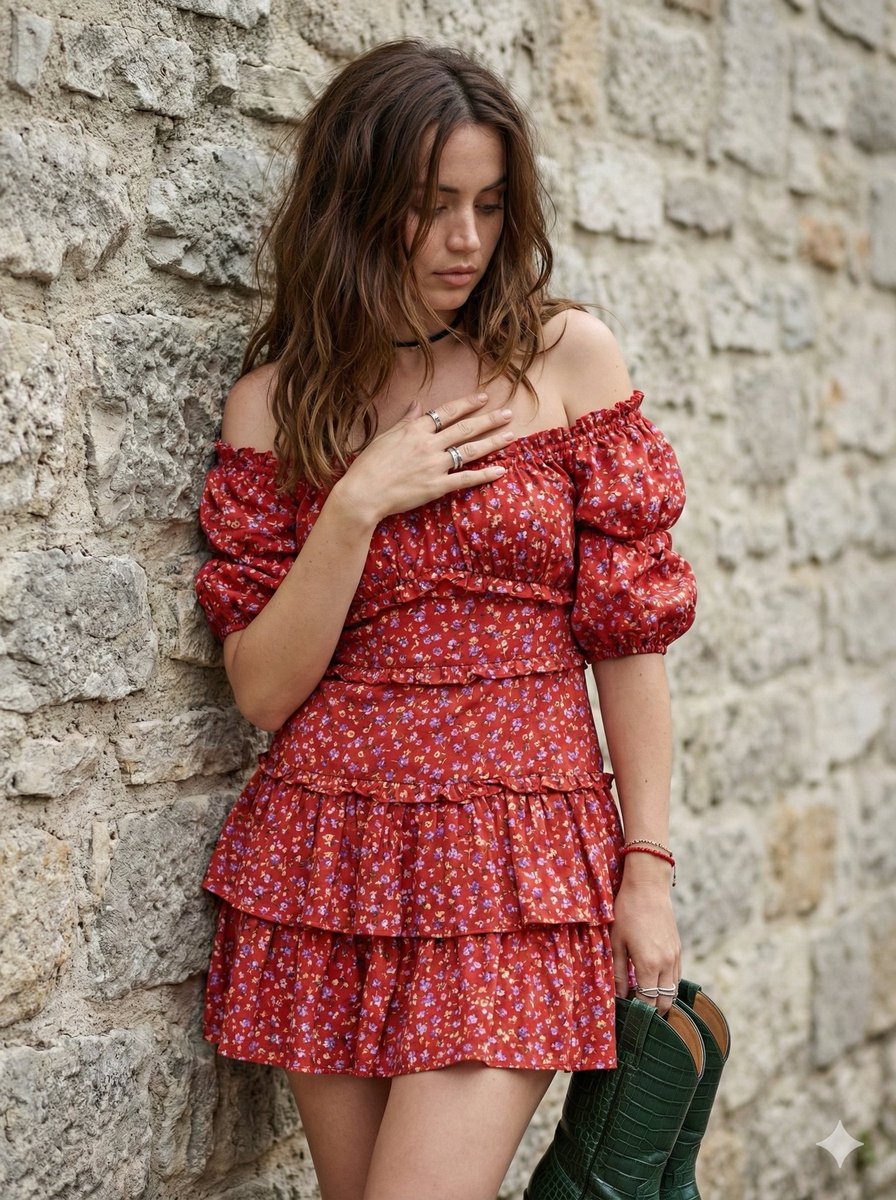 Bohemian Beauty in Red Dress