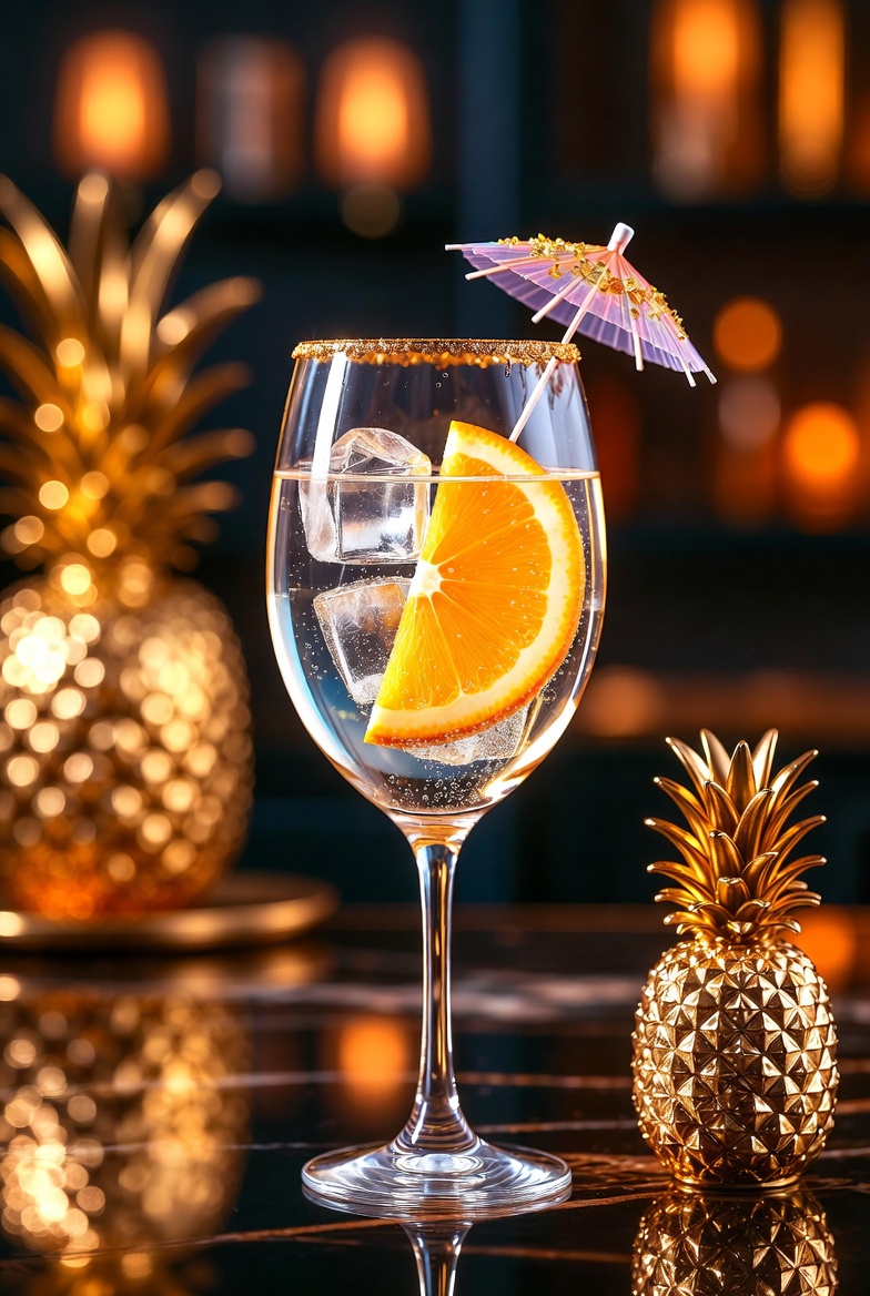 Luxurious Gold Leaf Cocktail Scene