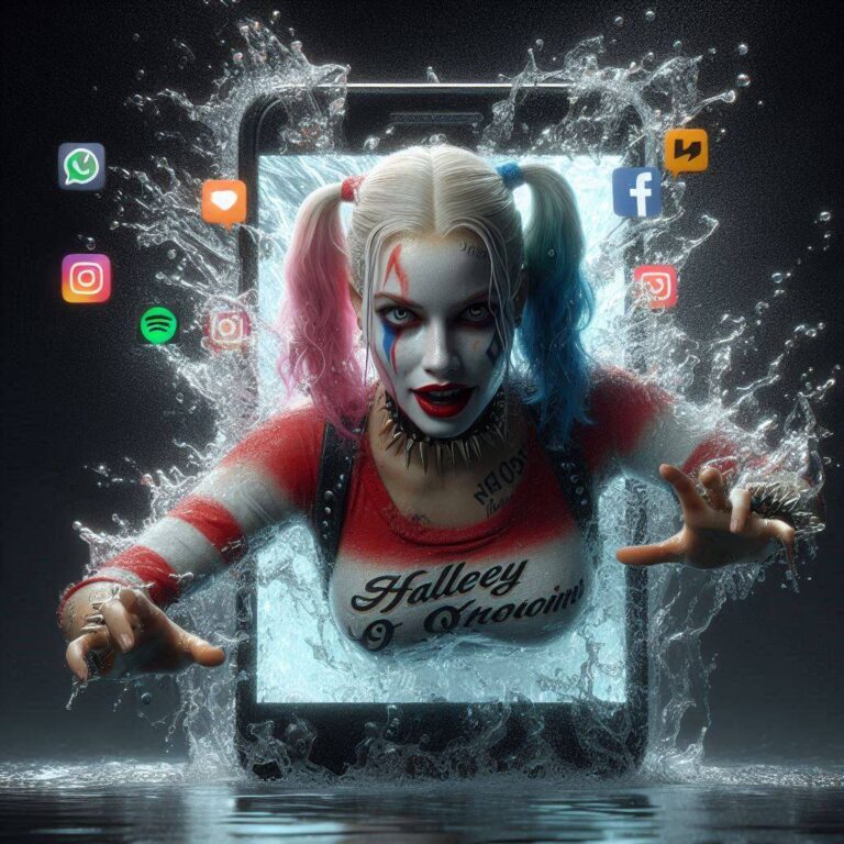 Sinister Character Escaping Smartphone Screen