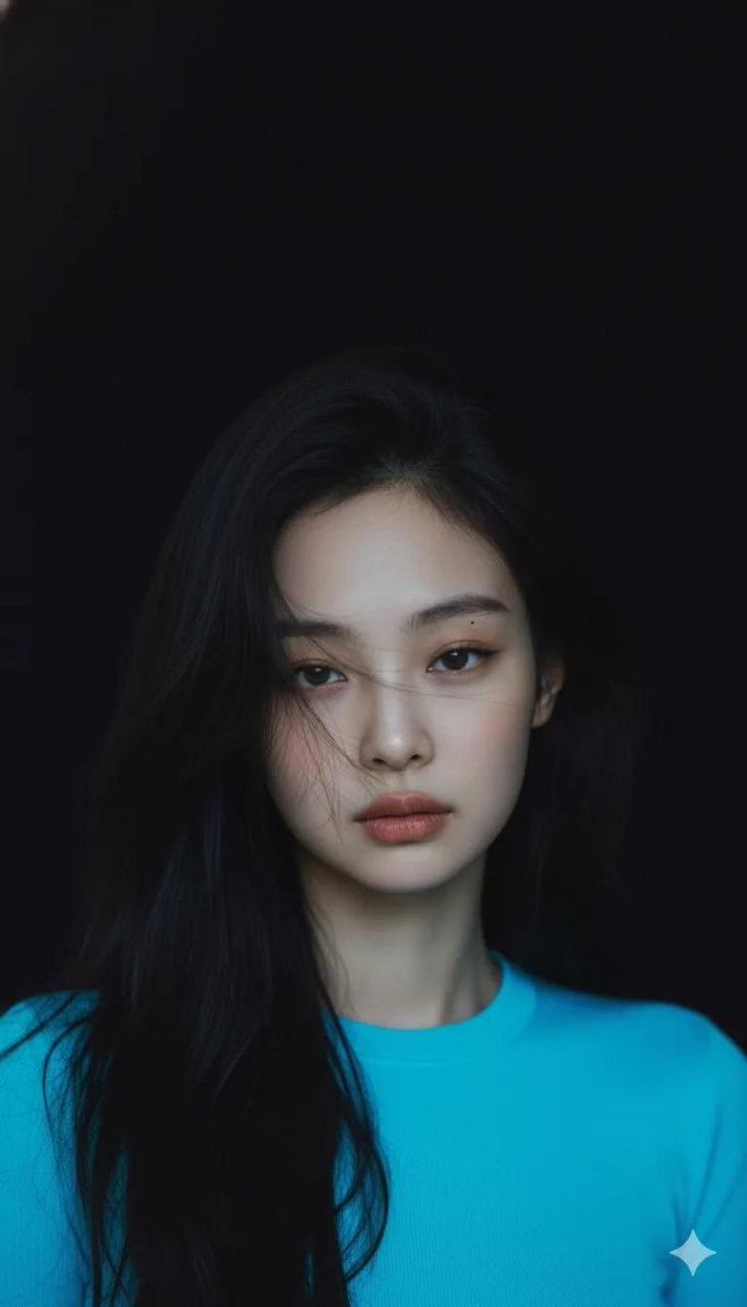 Neon Blue Melancholic Portrait