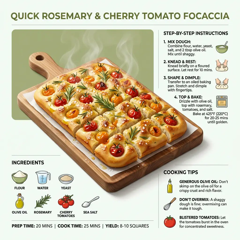 Quick Rosemary Tomato Focaccia