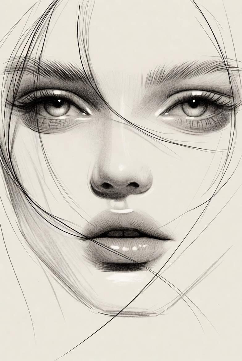 Minimalist Beauty Sketch Portrait