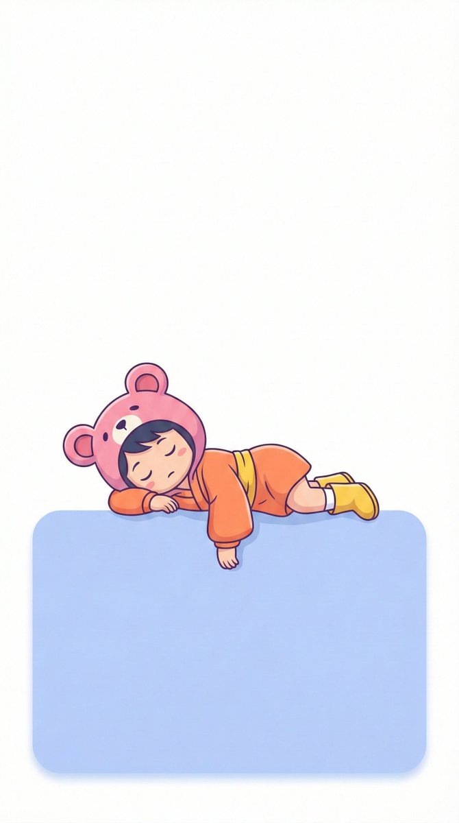 Sleepy Character Resting on Banner