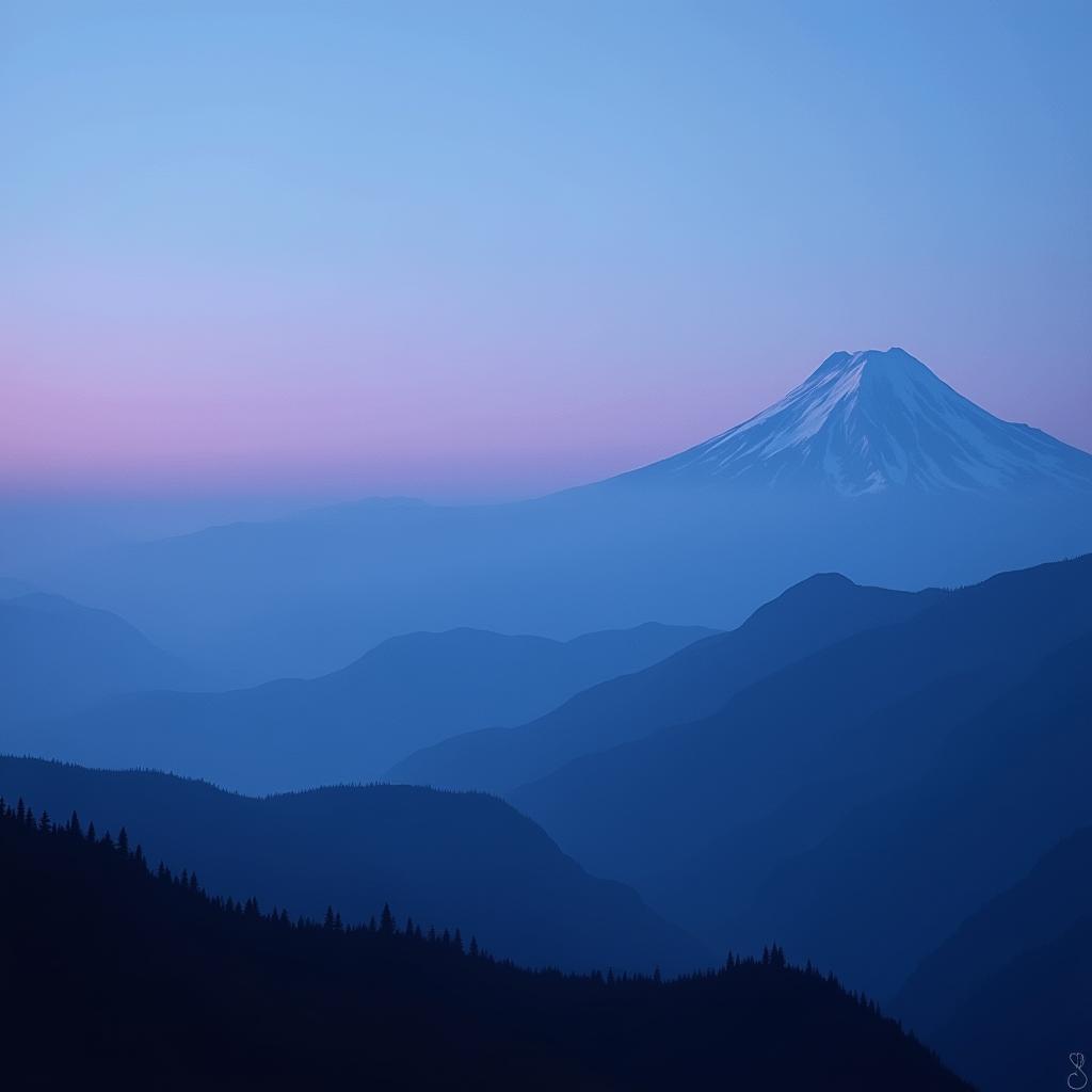 Serene Blue and Purple Mountain Film Scene