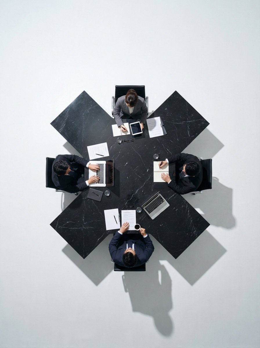 X-Shaped Black Marble Meeting