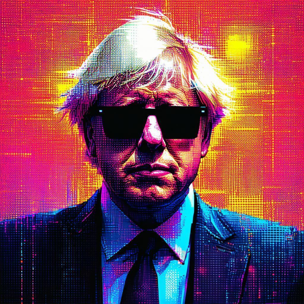Boris Johnson as Neo in Pixel Art
