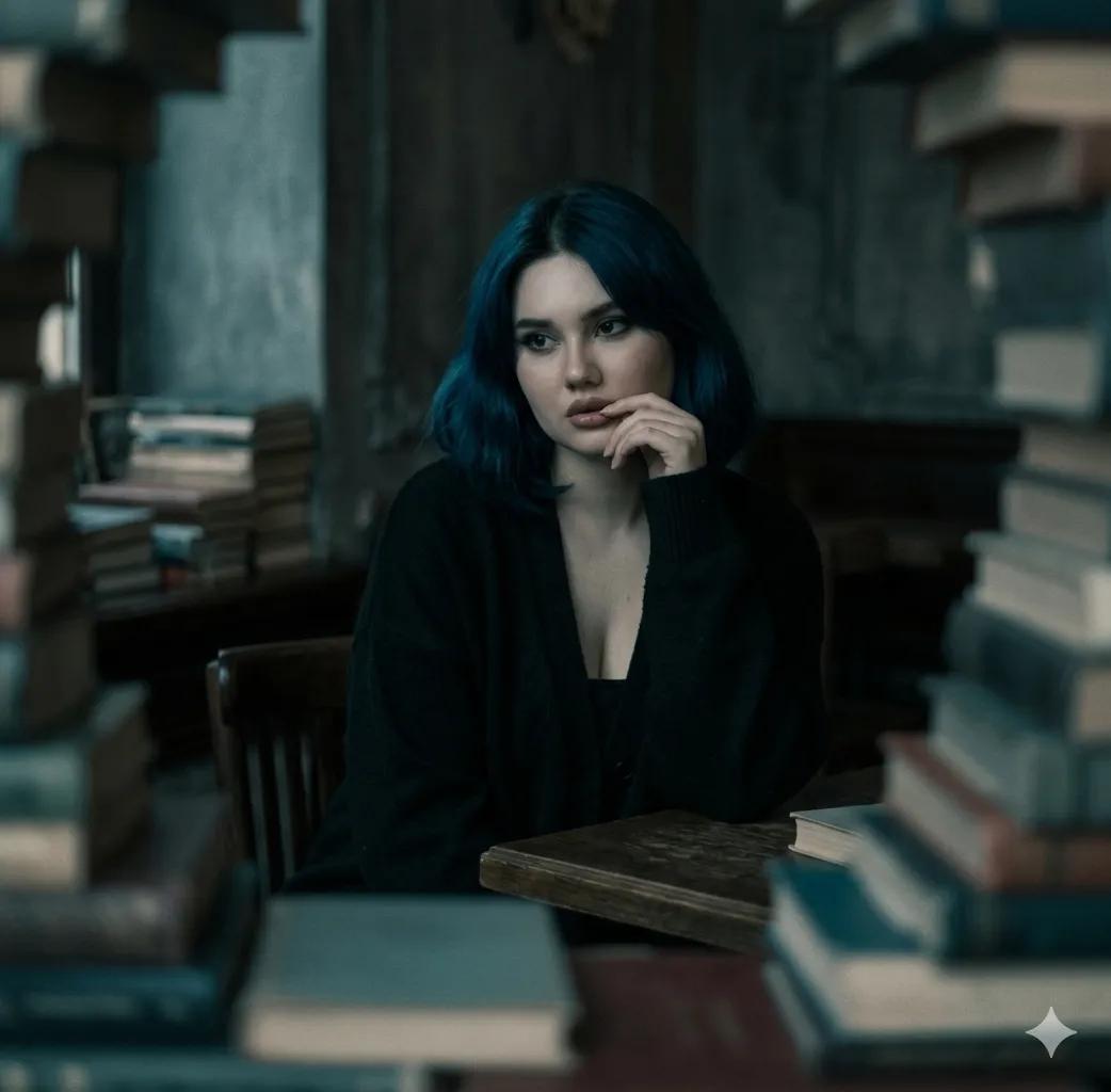 Melancholic Blue-Haired Girl