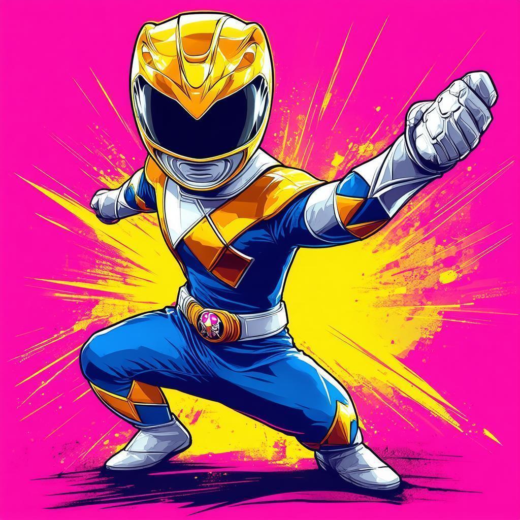 Pint Sized Power Ranger in Playful Vector
