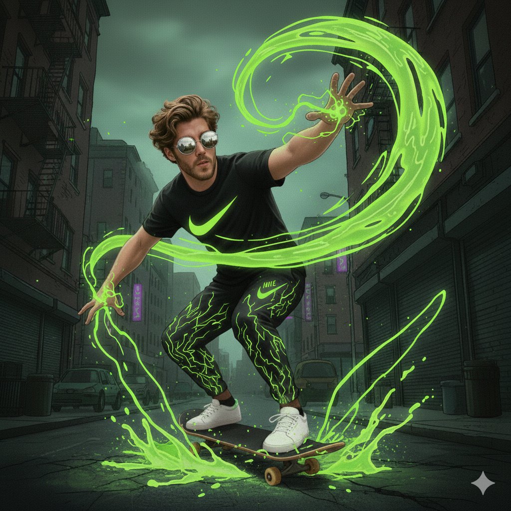 Neon Skateboard Stunt In NYC Alley