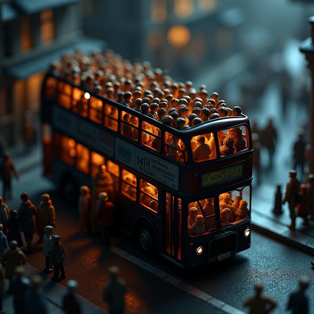Crowded Double Decker Bus in Cinematic 3D