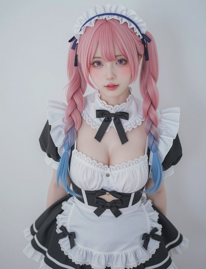 Pink Twin-Tails Maid Portrait