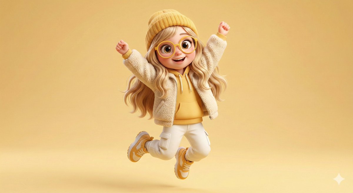 Cheerful 3D Cartoon Girl Character