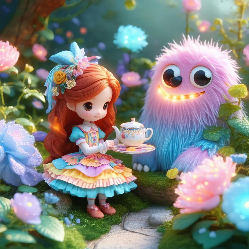 Tea Party With a Fluffy Pastel Monster