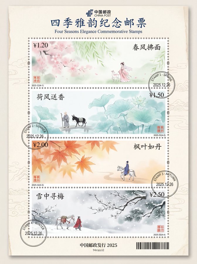 Ink Wash Four Seasons Stamp Series