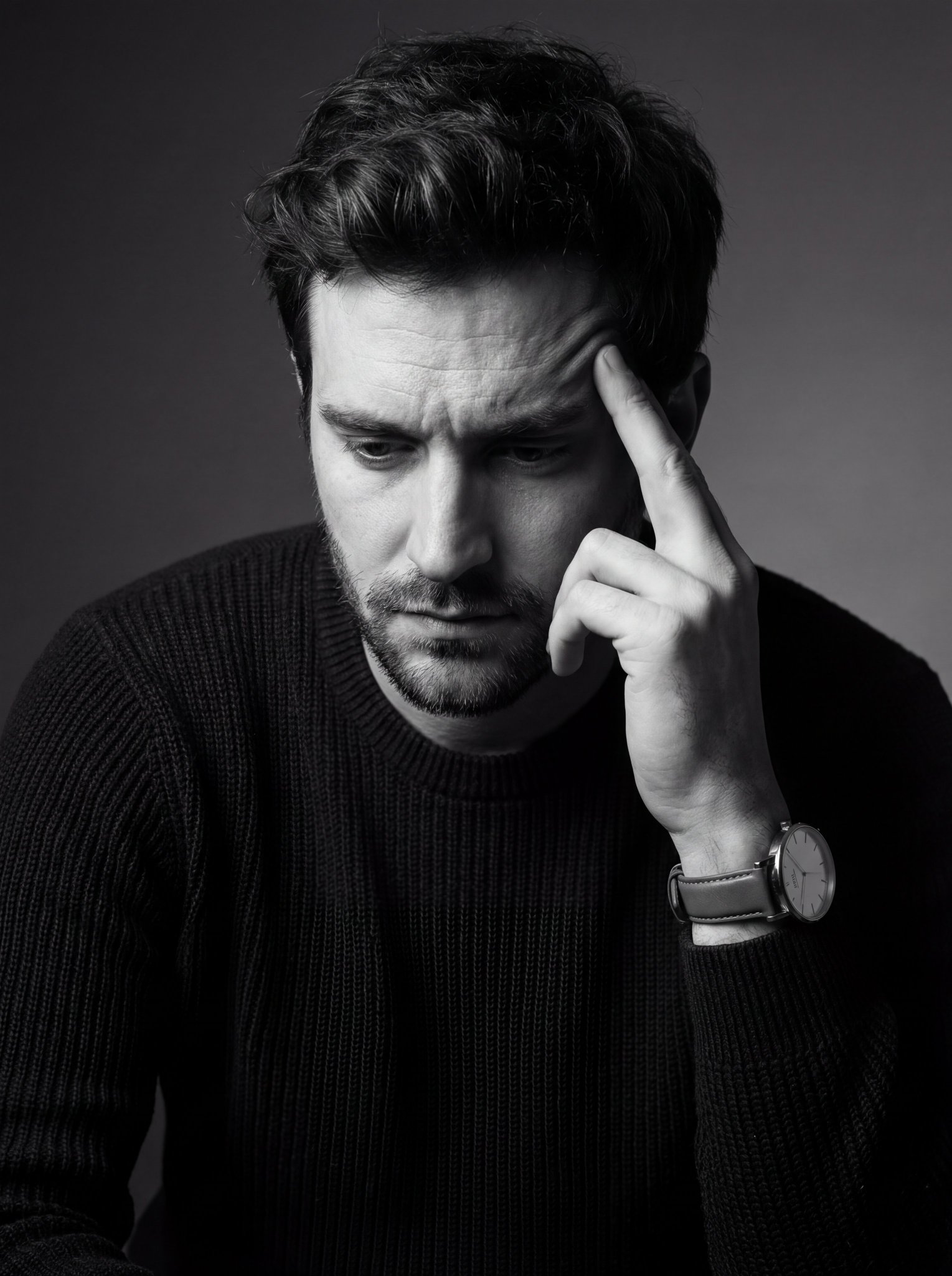 Contemplative Monochrome Portrait Study