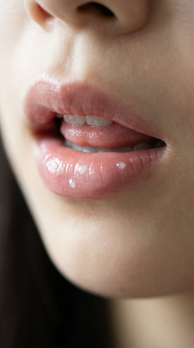 Natural Dewy Lips Macro Close-Up