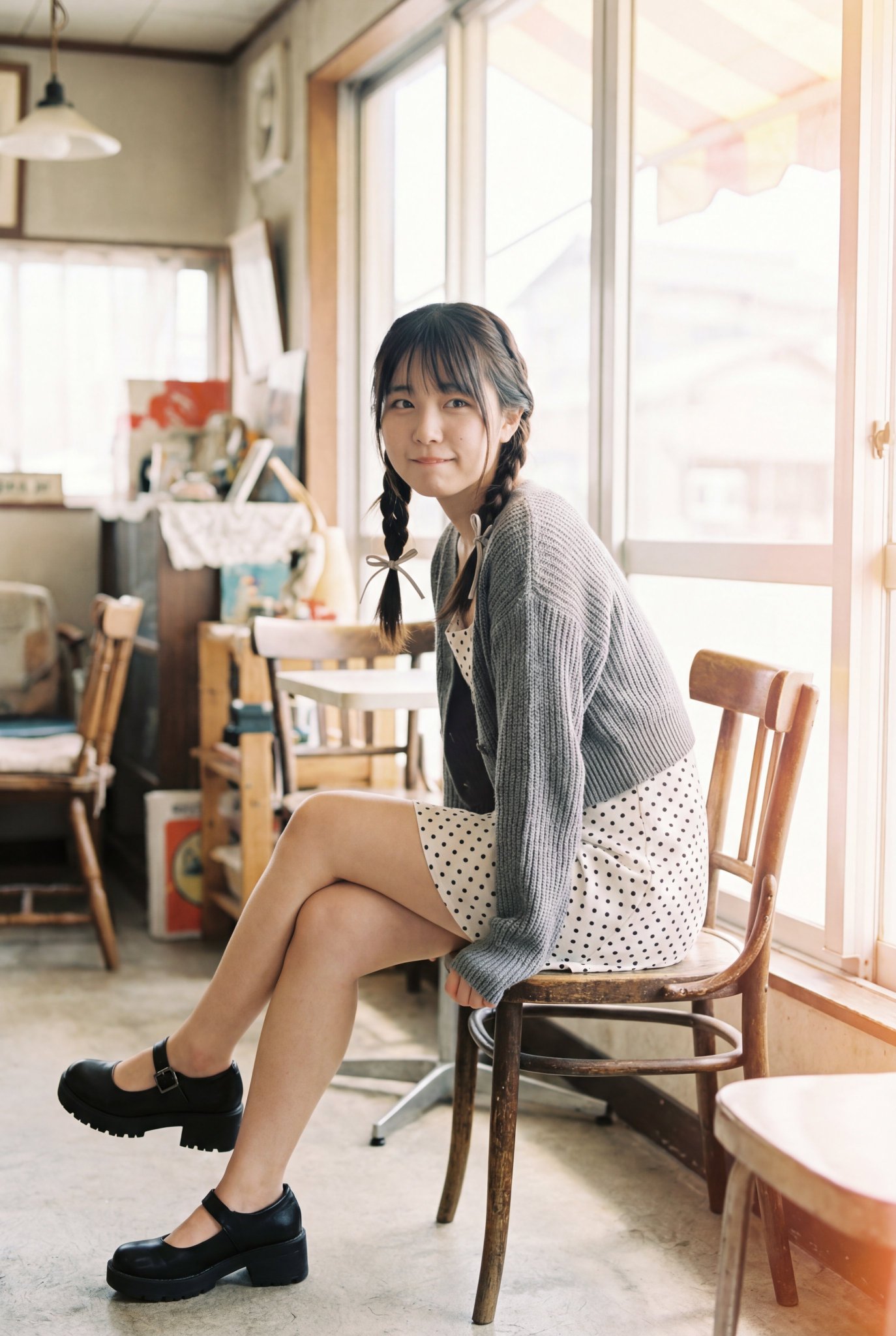 Film Café Girl's Shy Gaze