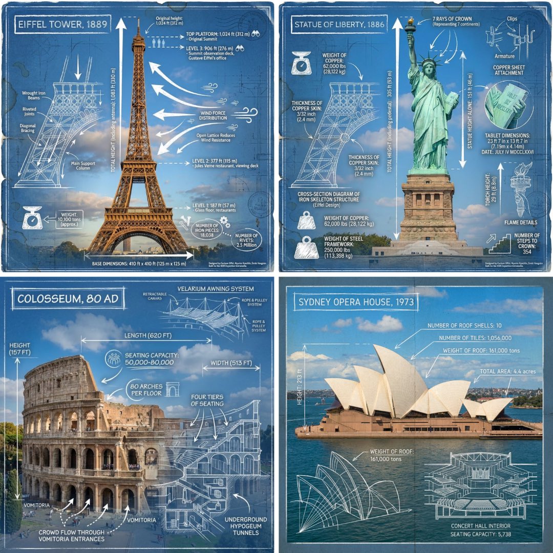 Landmark Blueprint Infographic Design