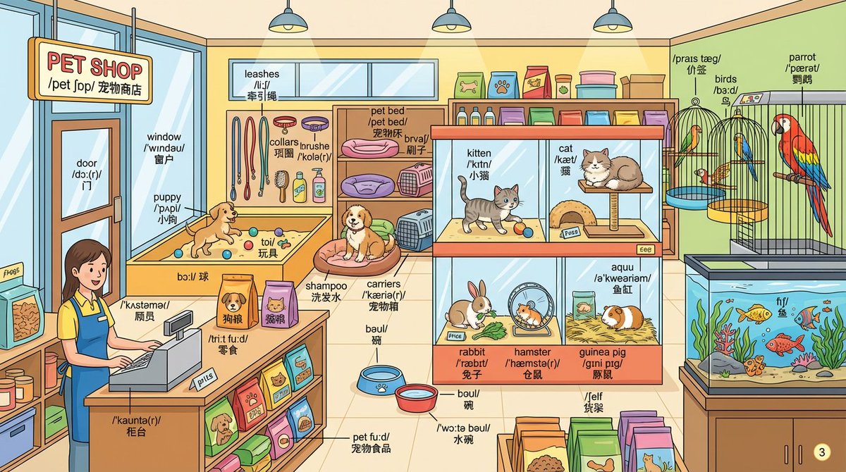 Pet Shop Vocabulary Scene