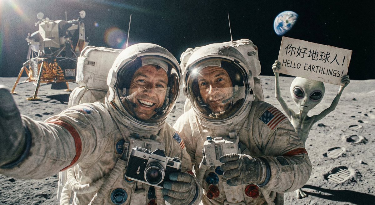 Moon Selfie Alien Photobomb